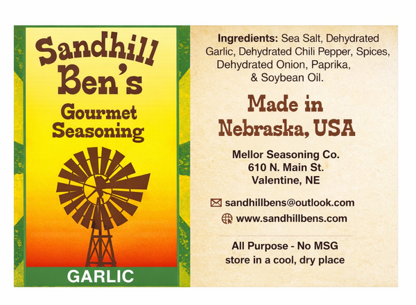 Sandhill Ben's Garlic Dry Rub | Nebraska Small-Batch Garlic Beef Seasoning | Garlic Blend
